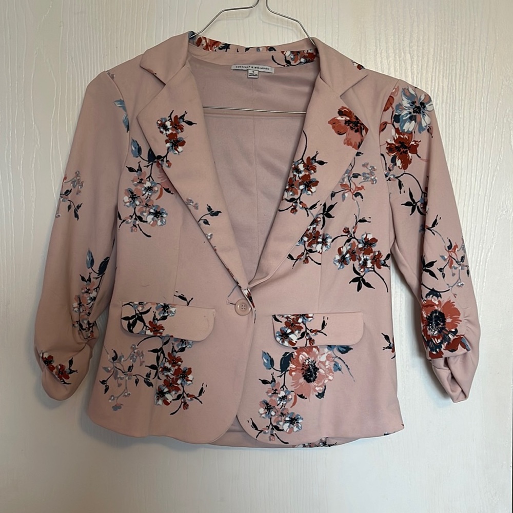 Pink floral blazer